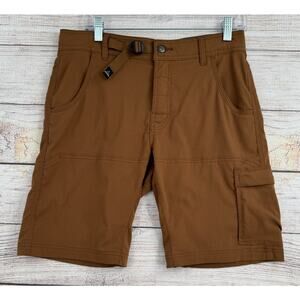 prAna Stretch Zion Hiking Shorts Mens 30x10 Brown Bronze Belt